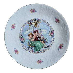 My Valentine 1980 Royal Doulton Courting Couple Plate Victorian Floral Vintage
